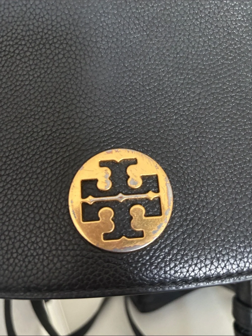 Tory Burch Black Leather Crossbody with Gold Logo